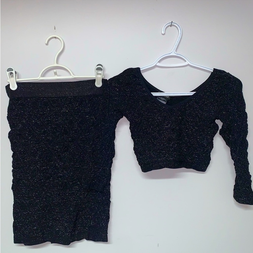 Bebe Vintage Metallic Sweater Skirt Set Dress